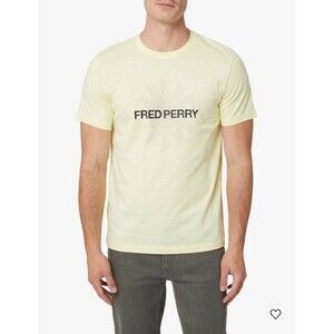Fred Perry Maxi Logo Tshirt Mens Large L Wax Yellow Tee Crewneck